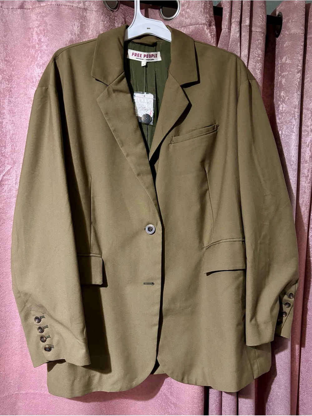 Free People Olive Green Oversized Blazer